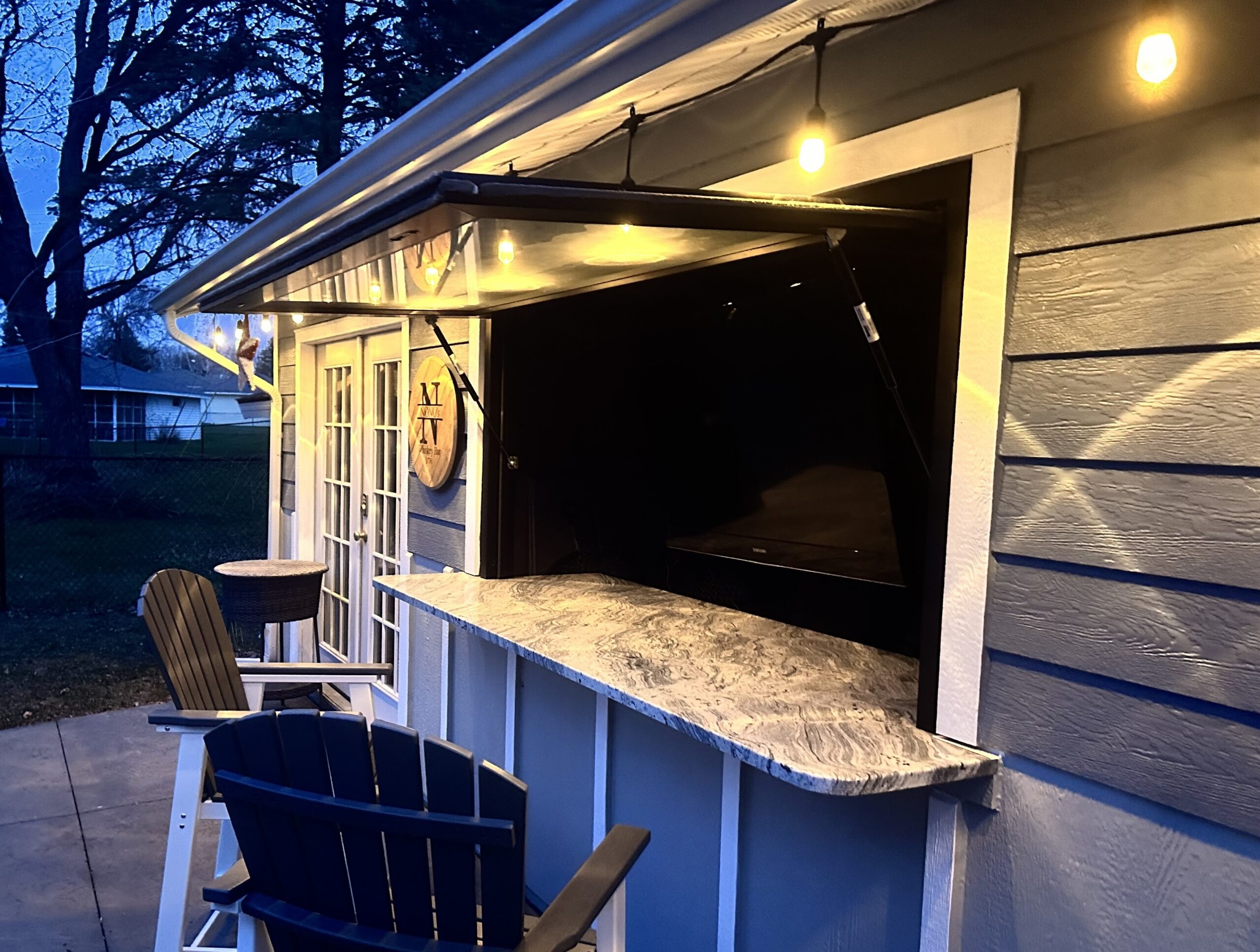 pass thru awning window in a pool house
